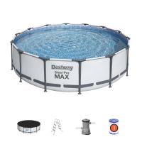 Бассейн Bestway каркасный круглый 427х107см, фильтр-насос 3028л/ч, тент, лестница 56950
