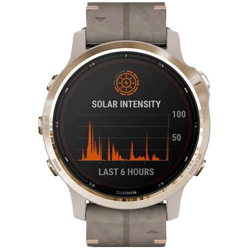 Часы для спорта Garmin Fenix 6S Pro Solar Light Gold Shale Grey Suede