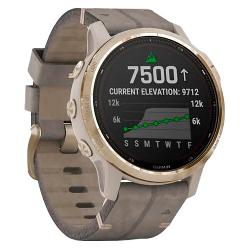 Часы для спорта Garmin Fenix 6S Pro Solar Light Gold Shale Grey Suede