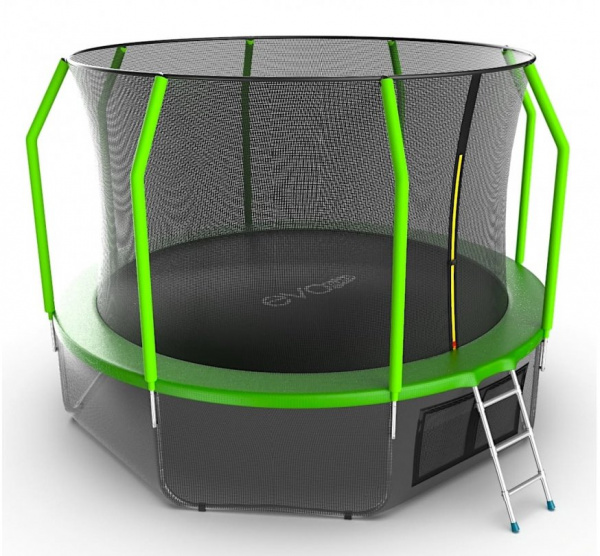 Батут с внутренней сеткой Evo Jump Cosmo 12ft (Green) + нижняя сеть