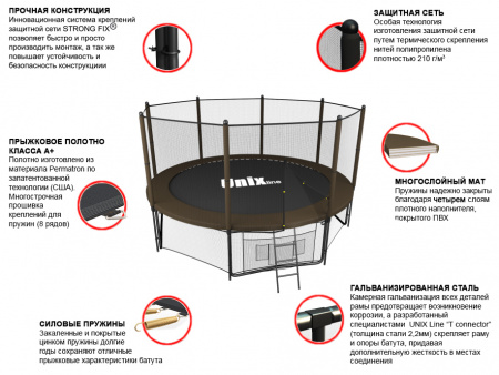 Батут Unix line 12 ft Black&Brown (outside)