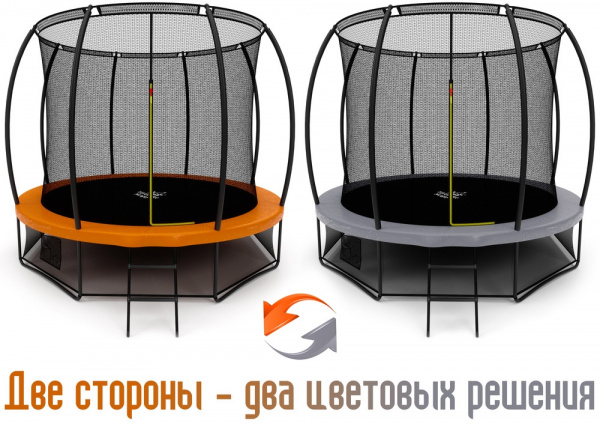 Батут Триумф Норд Премиальный 305 см серый/оранжевый с лестницей