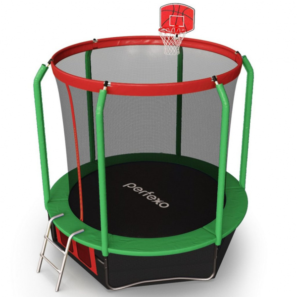 Батут Perfexo, 12FT, 366 см с сеткой, лестницей, баскетбольным кольцом и сумкой для обуви