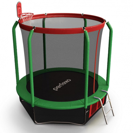 Батут Perfexo, 12FT, 366 см с сеткой, лестницей, баскетбольным кольцом и сумкой для обуви