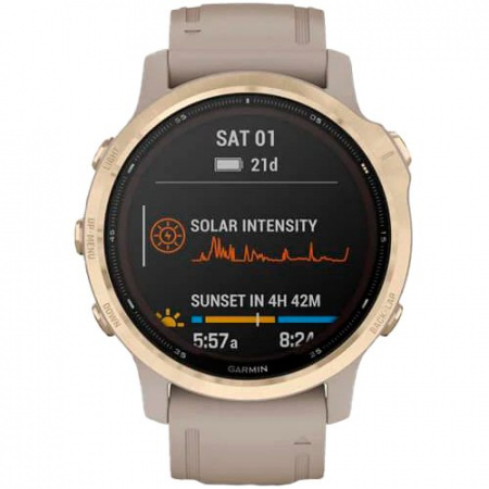 Часы для спорта Garmin Fenix 6S Pro Solar Light Gold Sand
