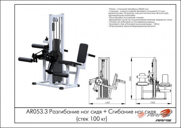 Разгибание ног сидя + Сгибание ног сидя ARMS (стек 100 кг) AR053.3