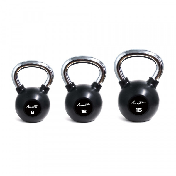 Гиря обрезиненная с хромированной рукояткой, AeroFit, 28 кг AFBK28