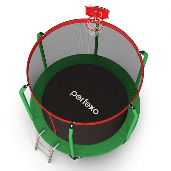 Батут Perfexo, 12FT, 366 см с сеткой, лестницей, баскетбольным кольцом и сумкой для обуви