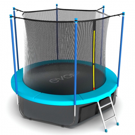 Батут Evo Jump Internal 12ft (Wave). Батут с внутренней сеткой и лестницей, диаметр 12ft (морская волна) + нижняя сеть