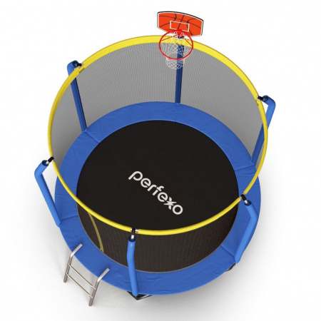 Батут Perfexo, 12FT, 366 см с сеткой, лестницей, баскетбольным кольцом и сумкой для обуви