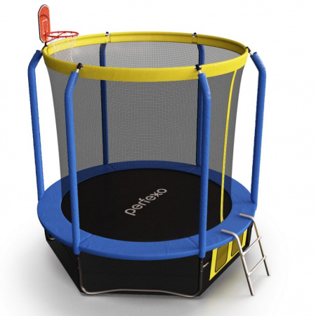 Батут Perfexo, 12FT, 366 см с сеткой, лестницей, баскетбольным кольцом и сумкой для обуви