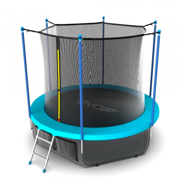 Батут Evo Jump Internal 12ft (Wave). Батут с внутренней сеткой и лестницей, диаметр 12ft (морская волна) + нижняя сеть